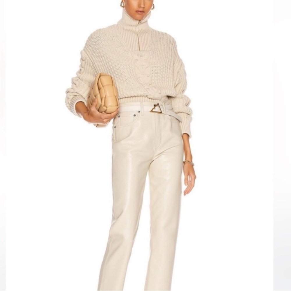 NANUSHKA Cotton Half Zip Chunky Cable Knit Ribbed Oversized Crop Sweater M - Picture 4 of 16